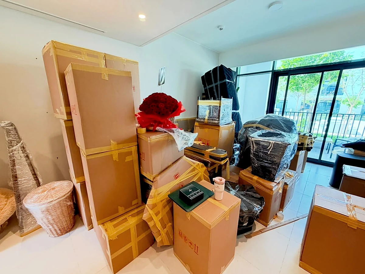 Genuine GulfNest packed household items prepared for a home or villa move in the UAE